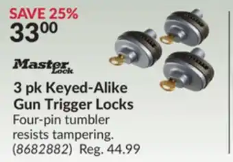 Princess Auto 3 pk keyed-alike gun trigger locks offer