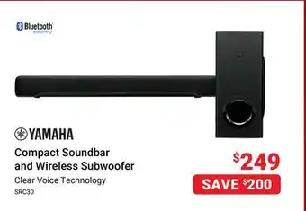 Visions Electronics Yamaha compact soundbar and wireless subwoofer offer