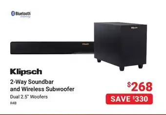 Visions Electronics Klipsch r4b 2-way soundbar and wireless subwoofer offer