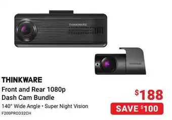 Visions Electronics Thinkware front and rear 1080p dash cam bundle offer