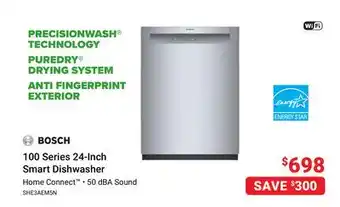 Visions Electronics Bosch 100 series 24-inch smart dishwasher offer