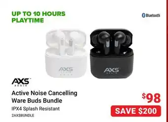 Visions Electronics Axs audio active noise cancelling ware buds bundle offer