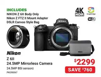 Visions Electronics Nikon z 6ii 24.5mp mirrorless camera offer