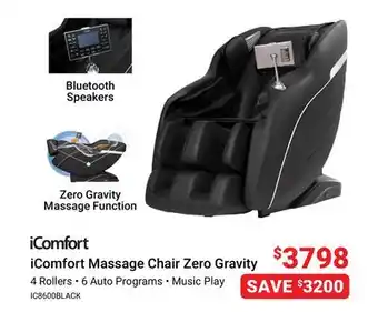 Visions Electronics Icomfort massage chair zero gravity offer