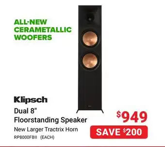 Visions Electronics Klipsch dual 8 floorstanding speaker offer