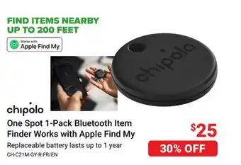 Visions Electronics Chipolo one spot 1-pack bluetooth item finder works with apple find my offer