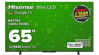 Visions Electronics Hisense native 144hz panel 65 u78km smart tv offer