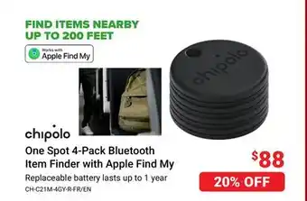 Visions Electronics Chipolo one spot 4-pack bluetooth item finder with apple find my offer