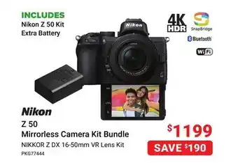Visions Electronics Nikon z 50 mirrorless camera kit bundle offer
