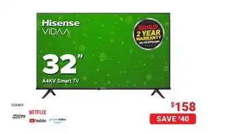 Visions Electronics Hisense vidaa a4kv smart tv32 offer