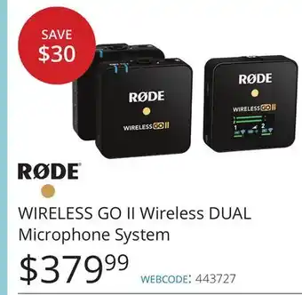 Vistek Rode wireless go ii wireless dual microphone system offer