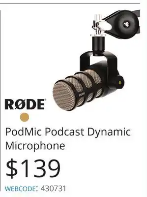 Vistek Rode podmic podcast dynamic microphone offer