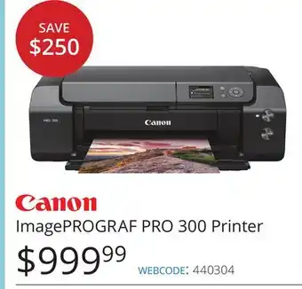Vistek Canon imageprograf pro 300 printer offer