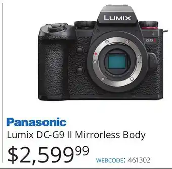 Vistek Panasonic lumix dc-g9 ii mirrorless body offer