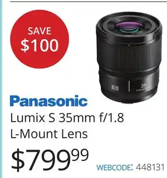 Vistek Panasonic lumix s 35mm f/1.8 l-mount lens offer