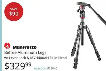Vistek Manfrotto befree aluminum legs w/lever offer