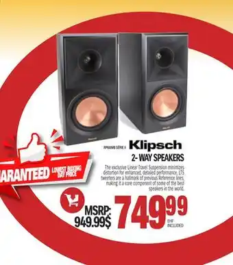 Centre Hi-Fi Klipsch 2- way speakers offer