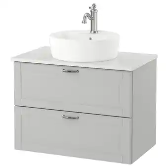 IKEA Godmorgon/tolken / törnviken bathroom vanity, kasjön light gray/marble effect hamnskär faucet, 32 1/4x19 1/4x29 1/8 offer
