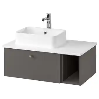 IKEA Godmorgon/tolken / hörvik bathroom vanity, gillburen dark gray/marble effect brogrund faucet, 32 1/4x19 1/4x16 7/8 offer