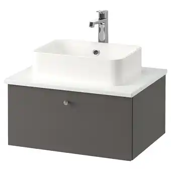 IKEA Godmorgon/tolken / hörvik bathroom vanity, gillburen dark gray/marble effect brogrund faucet, 24 3/8x19 1/4x16 7/8 offer