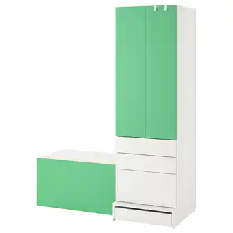 IKEA Småstad / uppföra storage combination, white green/with bench, 59x24 3/4x77 1/8 offer