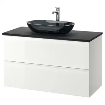 IKEA Godmorgon/tolken / oxmyren vanity w countertop sink, high gloss white/black marble effect brogrund faucet, 40 1/8x19 1/4x28 3 offer