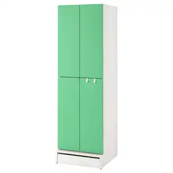 IKEA Småstad / uppföra wardrobe, white green/with 2 clothes rails, 23 5/8x24 3/4x77 1/8 offer