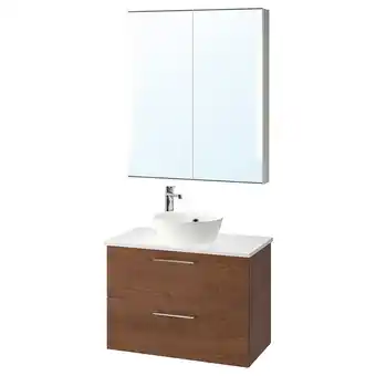 IKEA Godmorgon/tolken / kattevik bathroom furniture, set of 5, brown stained ash effect/marble effect brogrund faucet, 32 1/4 offer