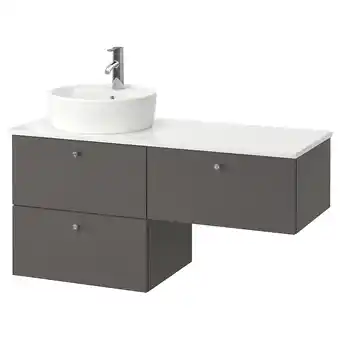 IKEA Godmorgon/tolken / törnviken sink cabinet with 3 drawers, gillburen dark gray/marble effect dalskär faucet, 48x19 1/4x29 1/8 offer