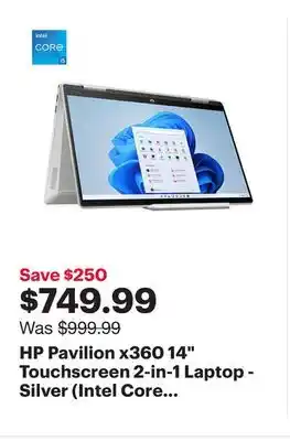 Best Buy Hp pavilion x360 14 touchscreen 2-in-1 laptop - silver (intel core i5-1335u/512gb ssd/8gb ram/win 11) offer