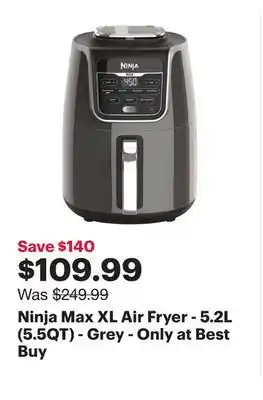 Best Buy Ninja max xl air fryer - 5.2l (5.5qt) - grey - only at best buy offer