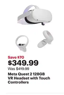 Best Buy Meta quest 2 128gb vr headset with touch controllers offer