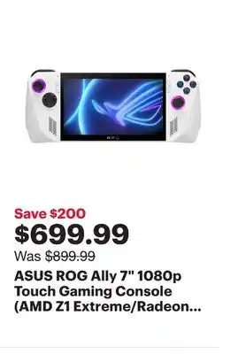 Best Buy Asus rog ally 7 1080p touch gaming console (amd z1 extreme/radeon navi3/16gb ram/512gb ssd/windows 11/xbox gamepass) - exclus offer