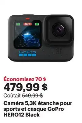 Best Buy Caméra 5,3k étanche pour sports et casque gopro hero12 black offer