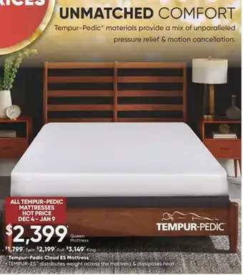 Sleep Country Tempur-pedic cloud es mattress offer