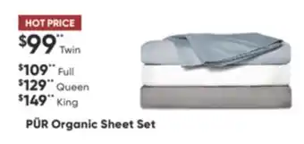 Sleep Country Pür organic sheet set offer