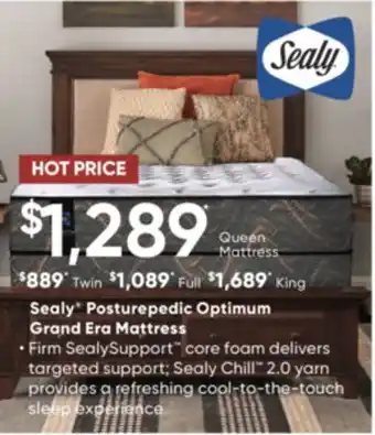 Sleep Country Sealy posturepedic optimum grand era mattress offer
