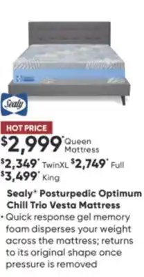 Sleep Country Sealy posturpedic optimum chill trio vesta mattress offer