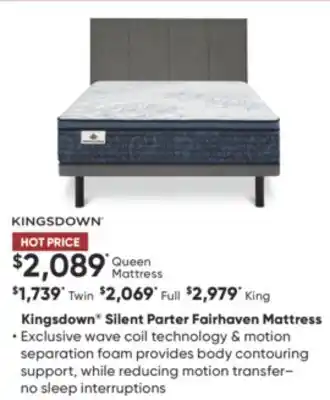 Sleep Country Kingsdown silent parter fairhaven mattress offer