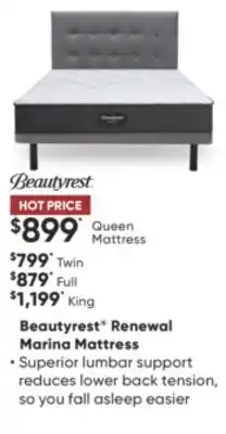 Sleep Country Beautyrest renewal marina mattress offer