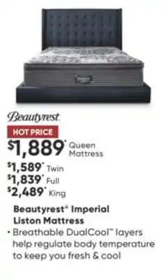 Sleep Country Beautyrest imperial liston mattress offer