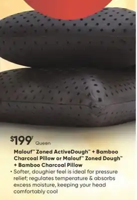 Sleep Country Malouf zoned activedough + bamboo charcoal pillow or malouf zoned dough + bamboo charcoal pillow offer