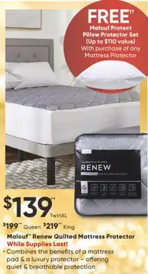 Dormez Vous Malouf renew quilted mattress protector offer