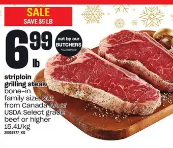 Independent Grocer Striploin grilling steak offer