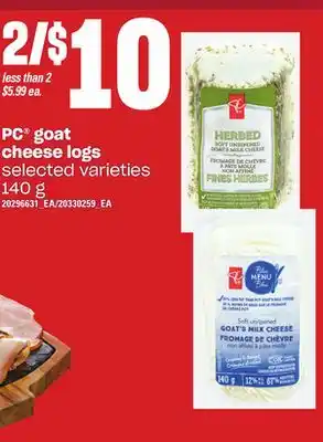 Independent Grocer Pc goat cheese logs, 140 g offer