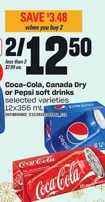 Independent Grocer Coca-cola, canada dry or pepsi soft drinks, 12x355 ml offer