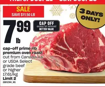 Loblaws Cap-off prime rib premium oven roast offer