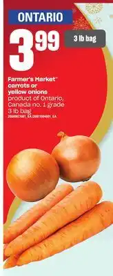 Loblaws Farmer's market carrots or yellow onions, 3 lb bag offer