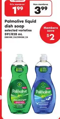 Loblaws Palmolive liquid dish soap, 591/828 ml offer