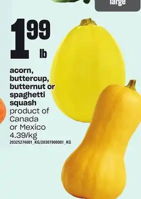 Loblaws Acorn, buttercup, butternut or spaghetti squash offer